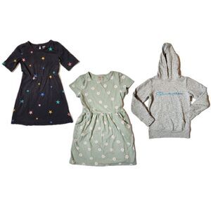 Girls Size 8 Clothing Lot 2 Dresses + Champion Hoodie Floral Star Casual Bundle